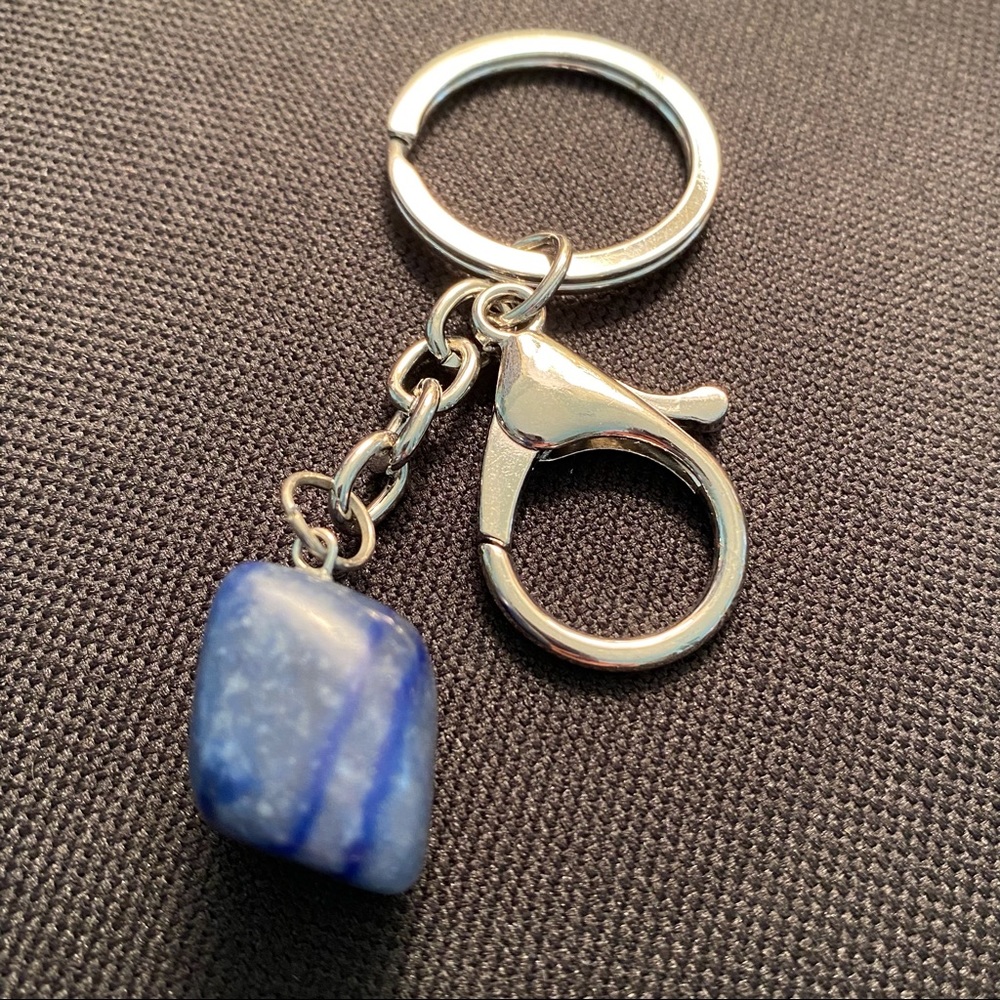 Keychain, Bag Charm with Polished Stone Charm